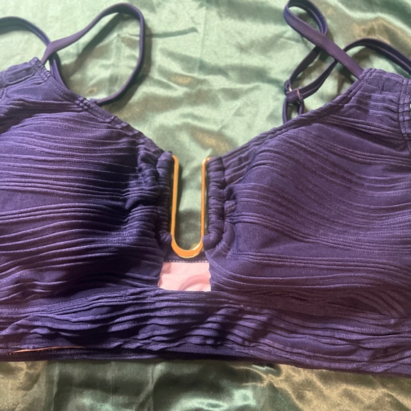 Deep Blue High Waisted Textured Bikini Swim Suit - Picture 4 of 6